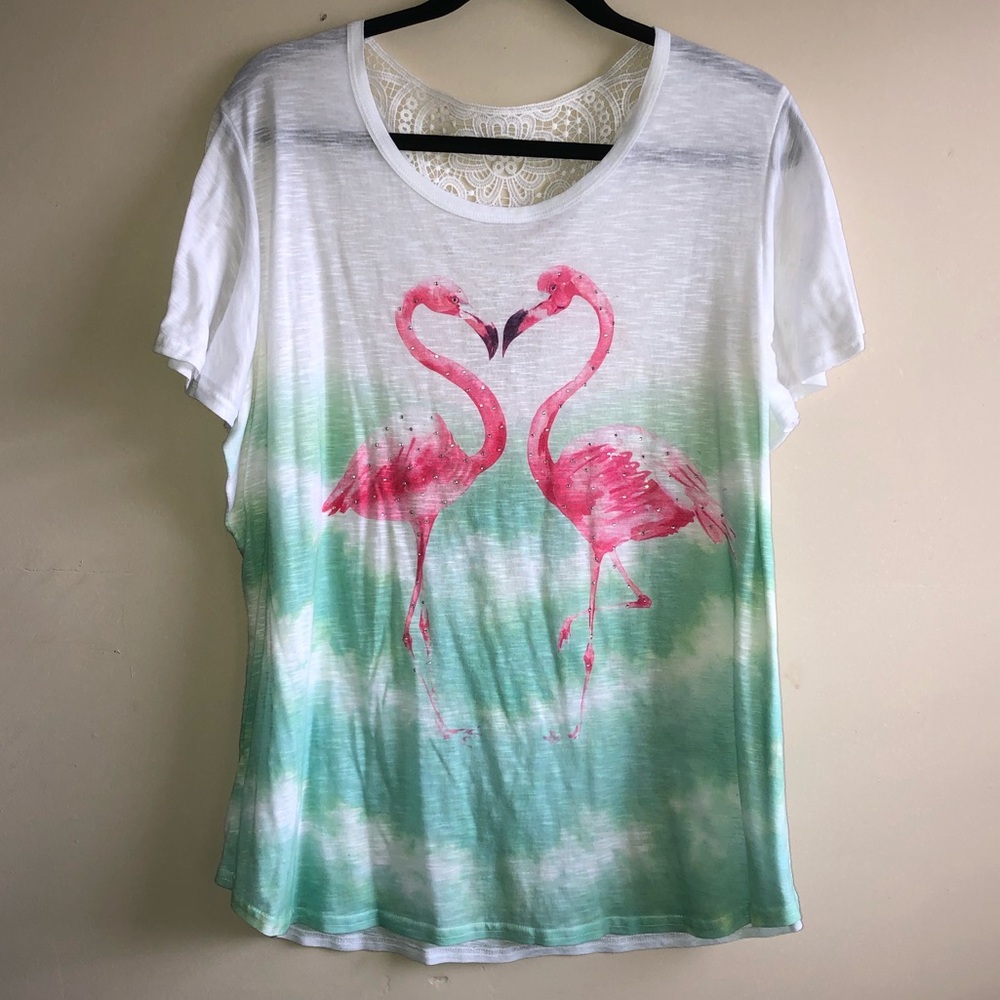 NWOT sparkly flamingo top